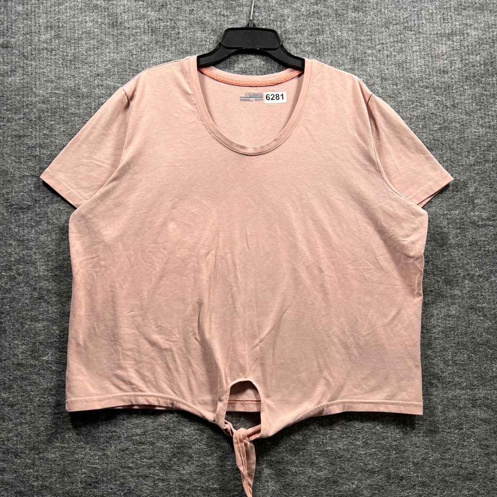 Columbia Sportswear Womens XXL Peach Heather Front Tie Short Sleeve T-Shirt 6281